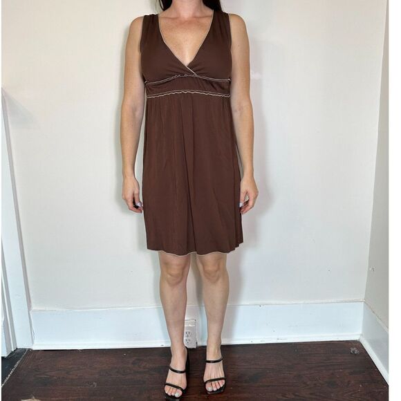 Vintage Max Edition MADE IN USA Brown Mini Dress Size Small - Picture 1 of 5